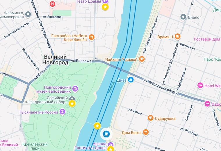 Карта маршрута Огни ночного Новгорода